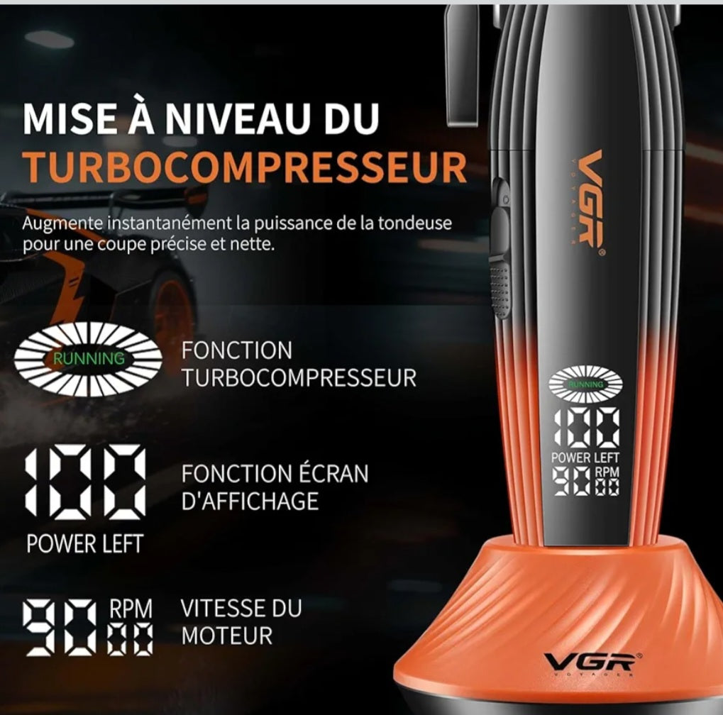 VGR V-889C Professional Hair Clipper with Turbocharger and LED Display