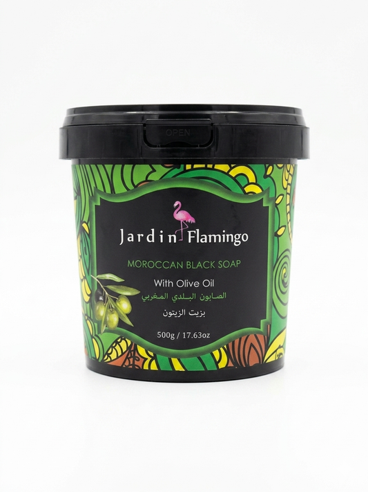 Jardin Flamingo Moroccan Black Soap with Olive Oil (500g / 17.63oz)