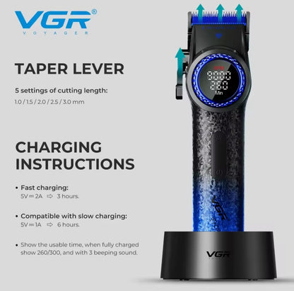 VGR V-001 Voyager 'Blue Edition' Professional Hair Clipper with Spot LED Light