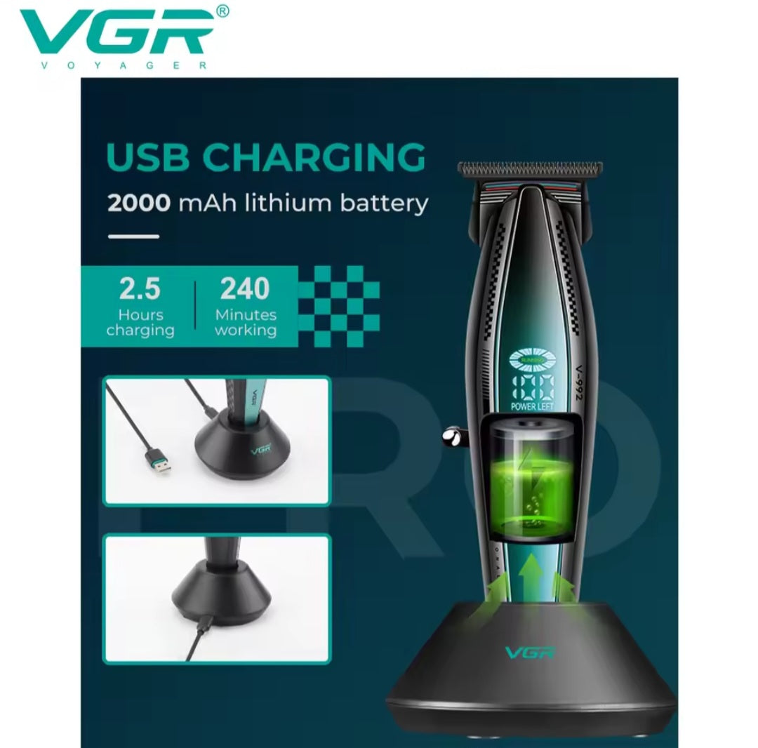 VGR V-992 Professional Precision Hair Trimmer with Metal Housing and Charging Base