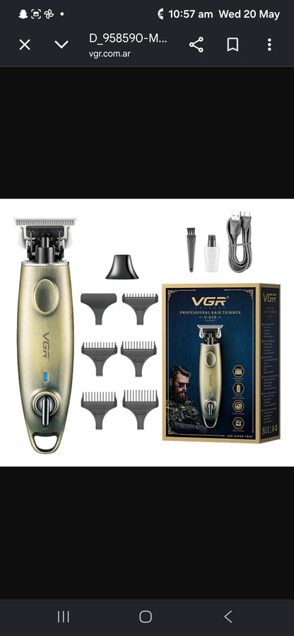 VGR V-978 Professional Hair & Beard Trimmer - Cordless USB Rechargeable