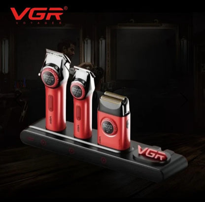 VGR Stepless Pro 3-in-1 Professional Barber Combo Kit with Super Power BLDC Motor