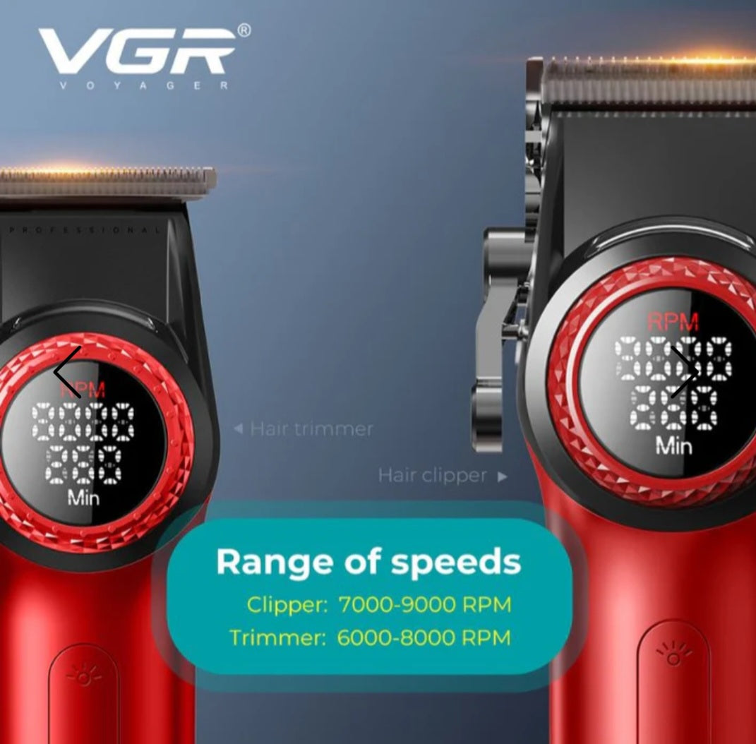 VGR Stepless Pro 3-in-1 Professional Barber Combo Kit with Super Power BLDC Motor