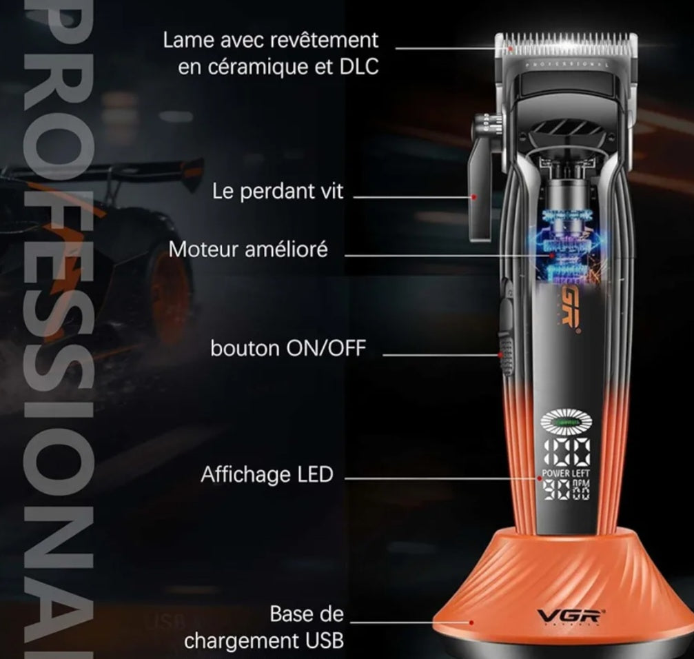 VGR V-889C Professional Hair Clipper with Turbocharger and LED Display
