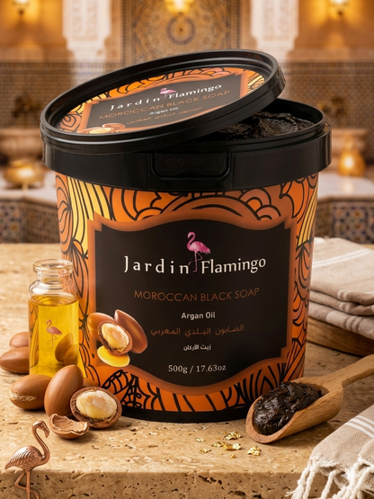 Jardin Flamingo Moroccan Black Soap with Argan Oil (500g)