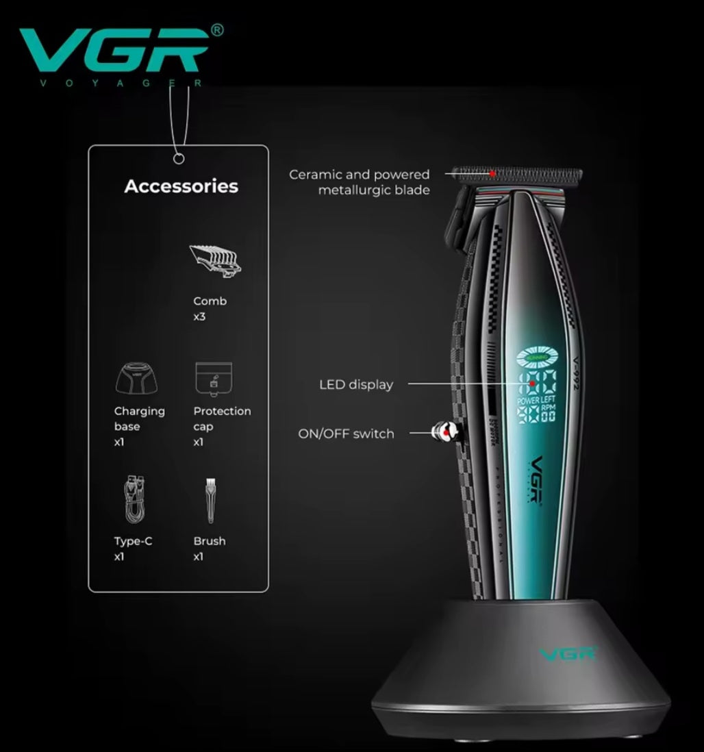 VGR V-992 Professional Precision Hair Trimmer with Metal Housing and Charging Base